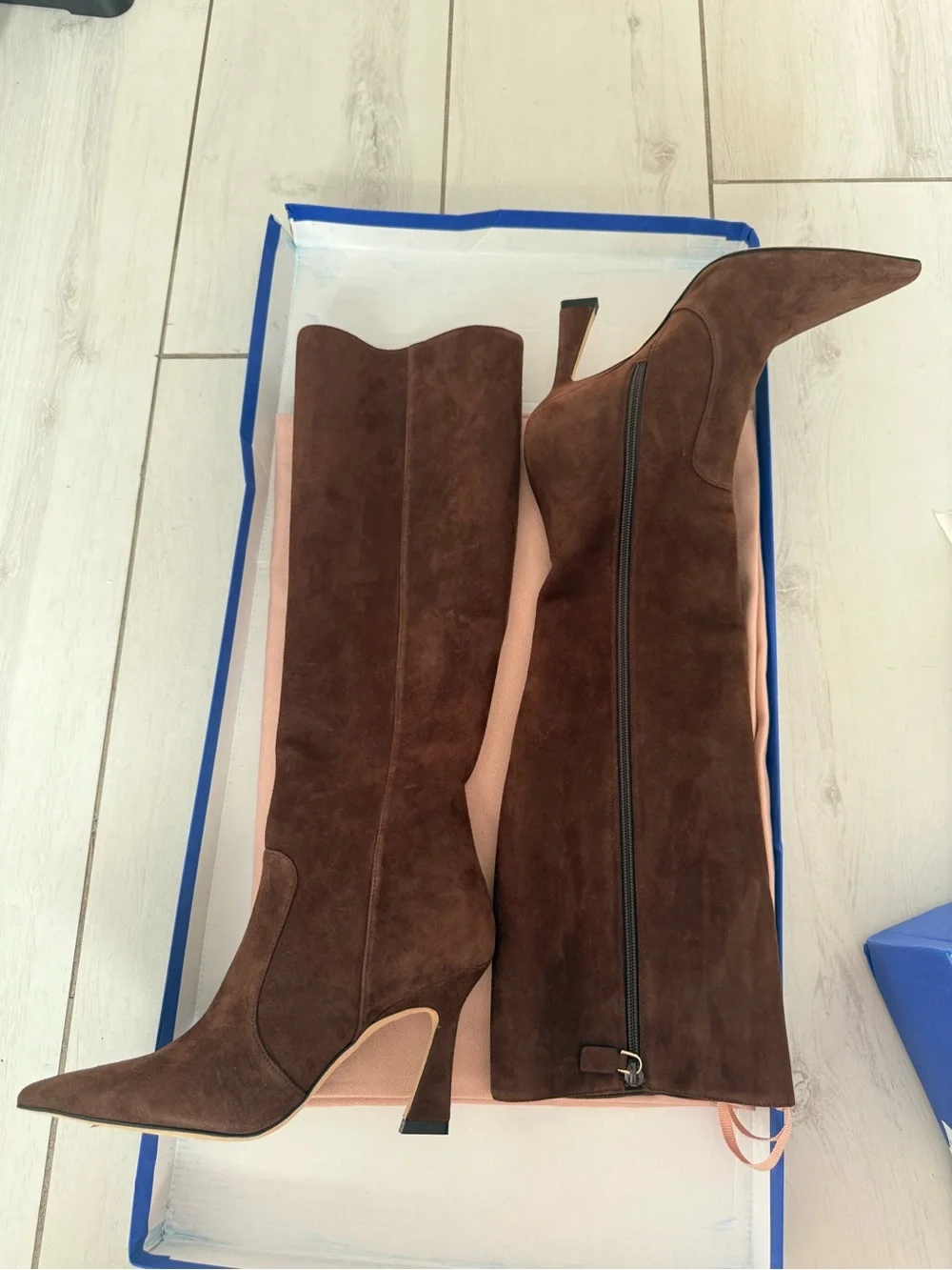 Stuart Weitzman Vinnie Zip Boot Women's Brown Suede 85 Knee-High 6.5B NIB